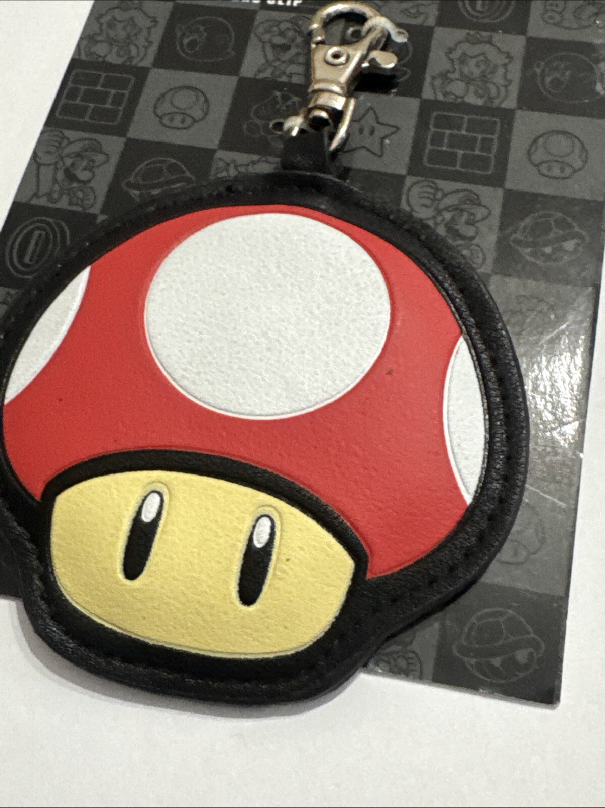 Nintendo Super Mario Mushroom Zipper Pull Bag Clip Red White Black