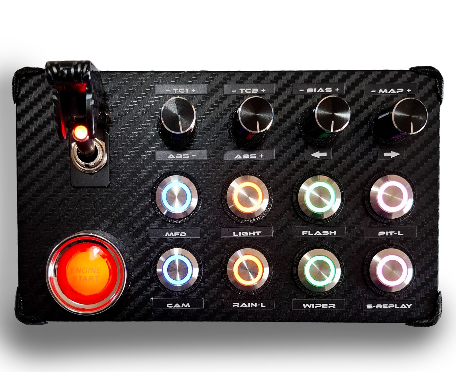 Button Box Console Sim Racing Competizione Illuminated Buttons RGB Start Engine