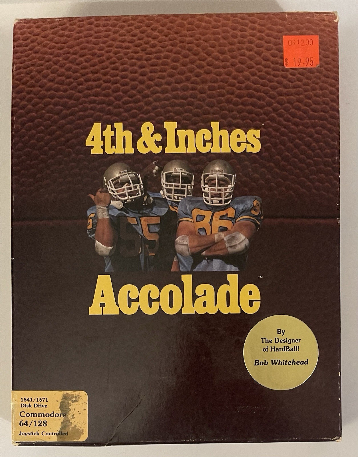 4th & Inches Football Accolade Tested Commodore 64 128 Disk Box Manual 1987 C64