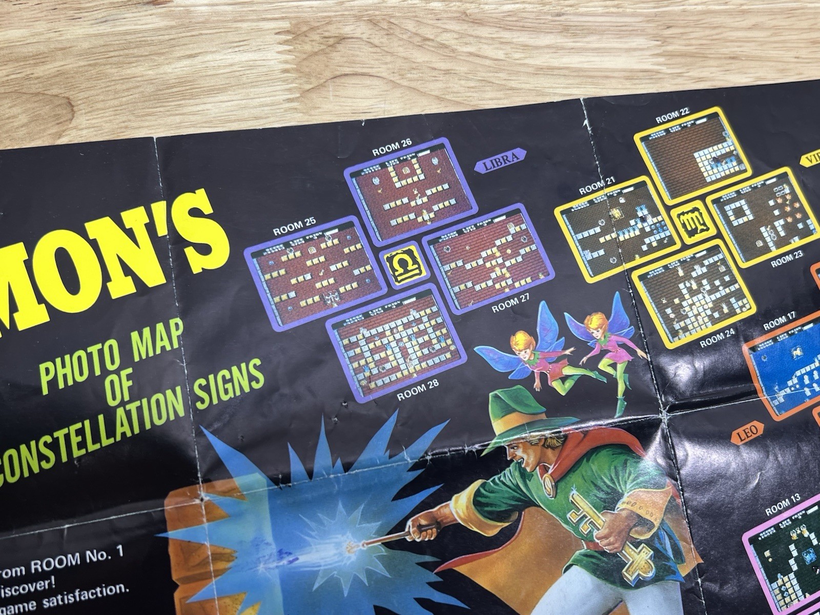 Tecmo Solomon’s Key NES Photo Map Poster Nintendo 1987 Fold Out Insert