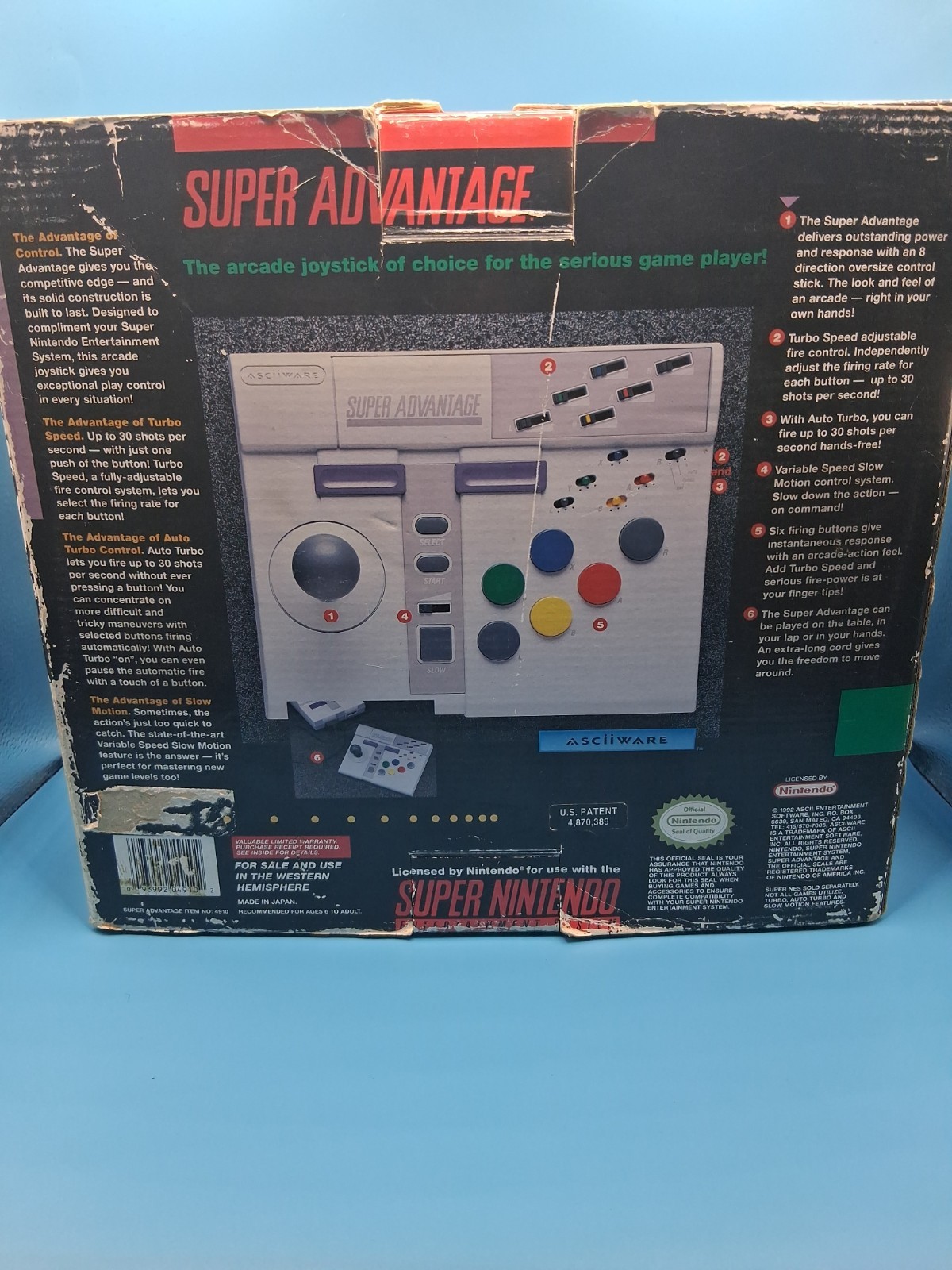With Box Super Advantage Arcade Stick Controller – Super Nintendo SNES Complete
