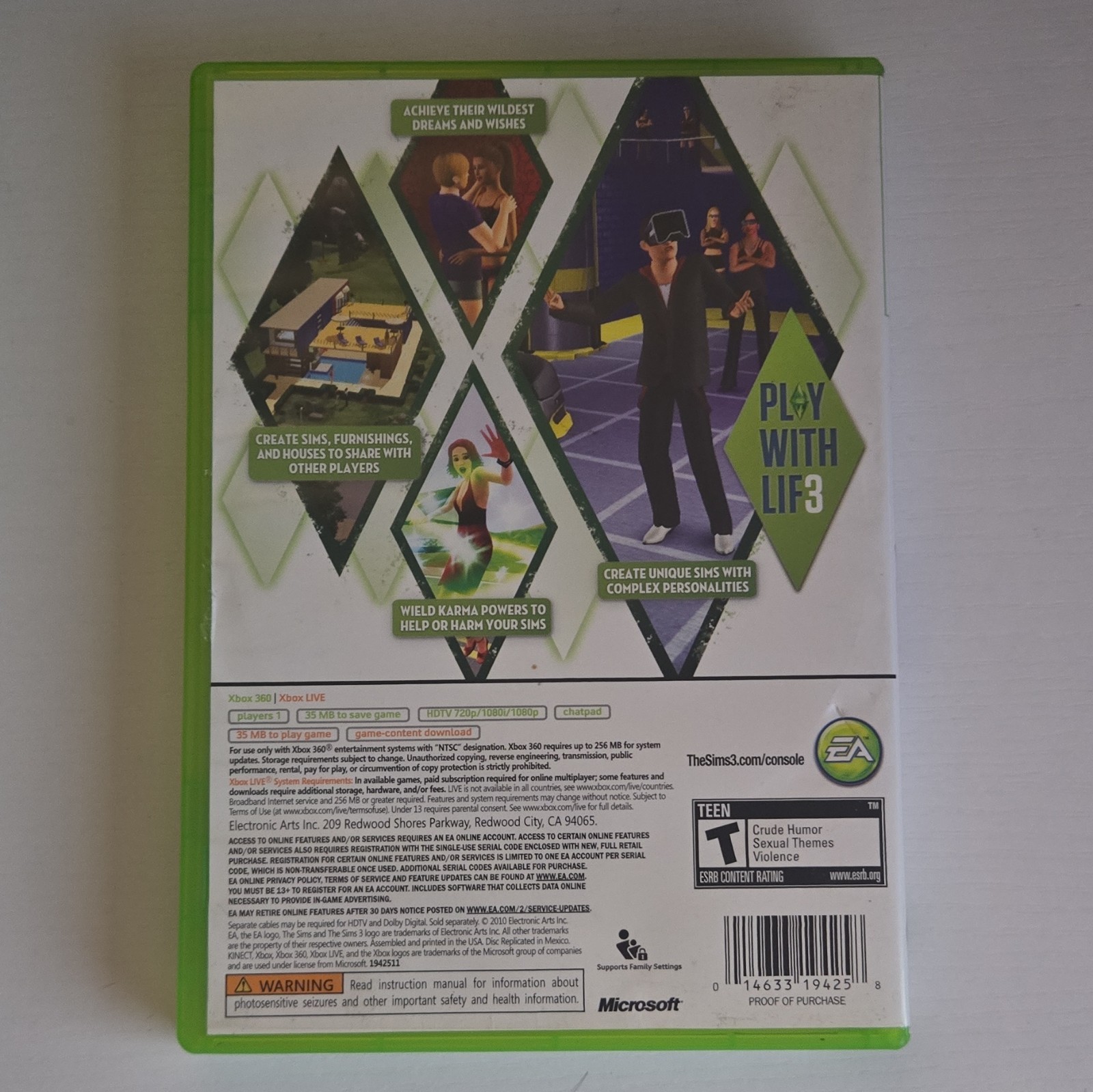 EA The Sims 3 The Sims Series Simulation Manual Included Xbox 360 T NTSC-U/C