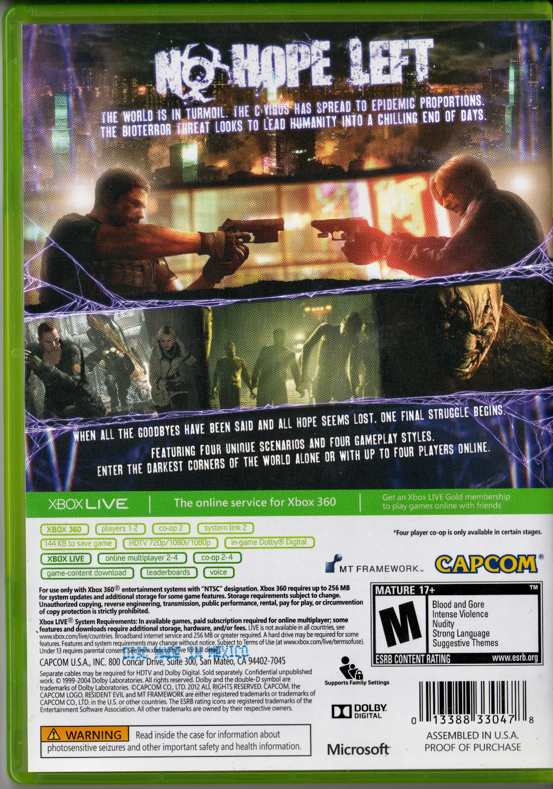 Resident Evil 6 (Xbox 360) Capcom 1st Release Edition (U.S) 2 Disc Set EXCELLENT