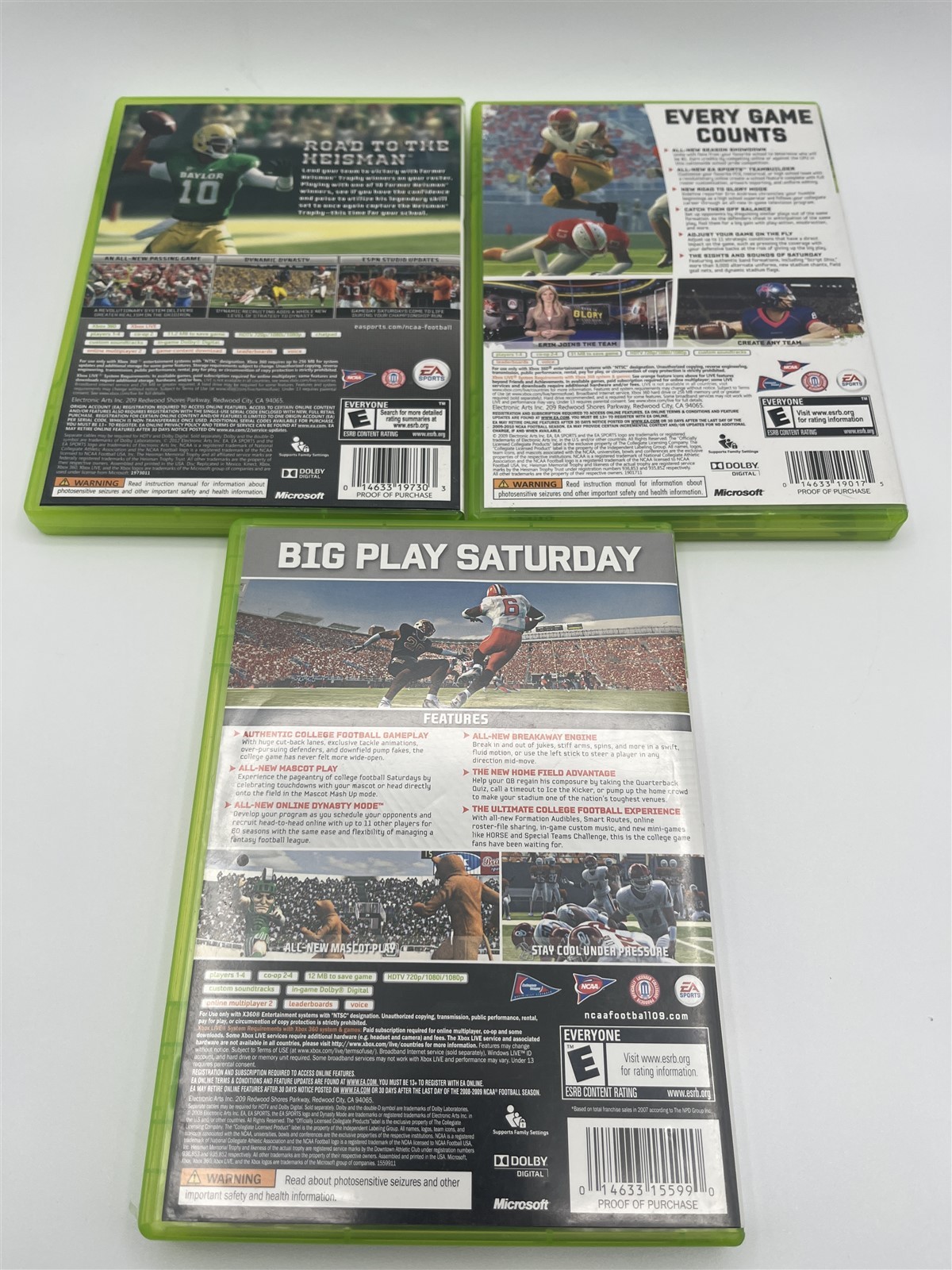 Xbox 360 NCAA Football 09 10 13 Games Bundle Complete Tested Free Shipping
