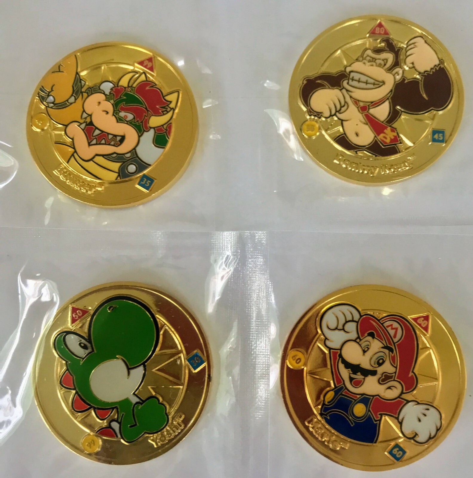 Super Mario Gold Challenge Coins Set of 4 Enterplay 2016 RARE Collectible – New
