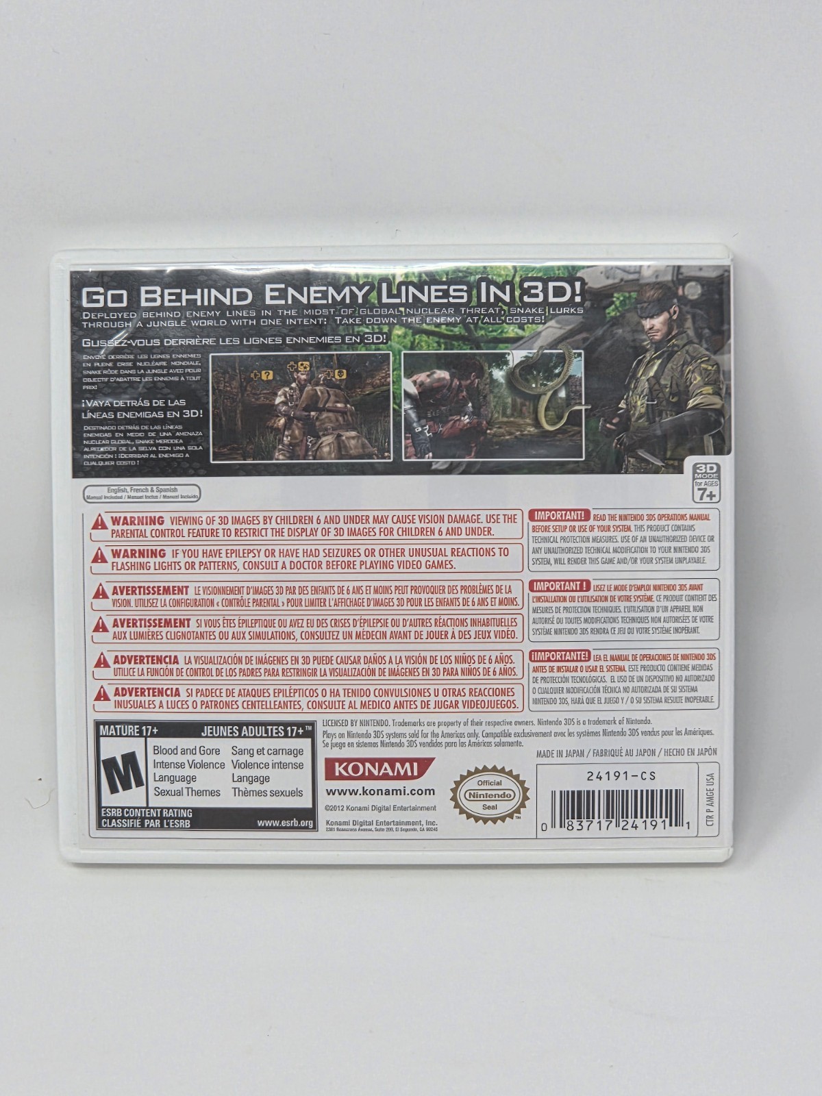 Metal Gear Solid 3D Snake Eater Nintendo 3DS 2012