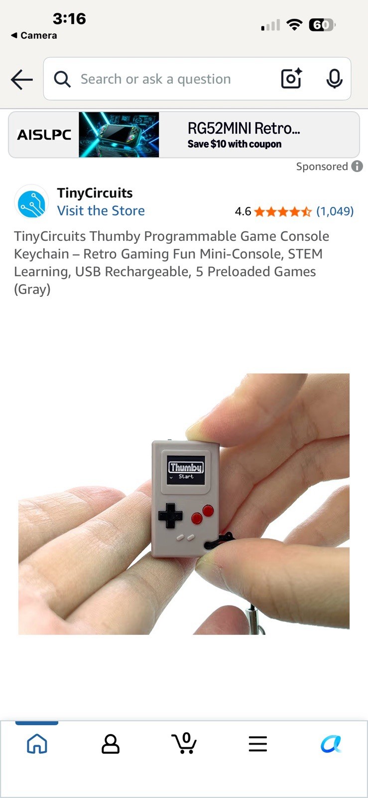 TinyCircuits Thumby 5 Programmable Game Gaming Mini-Console, USB Rechargeable,