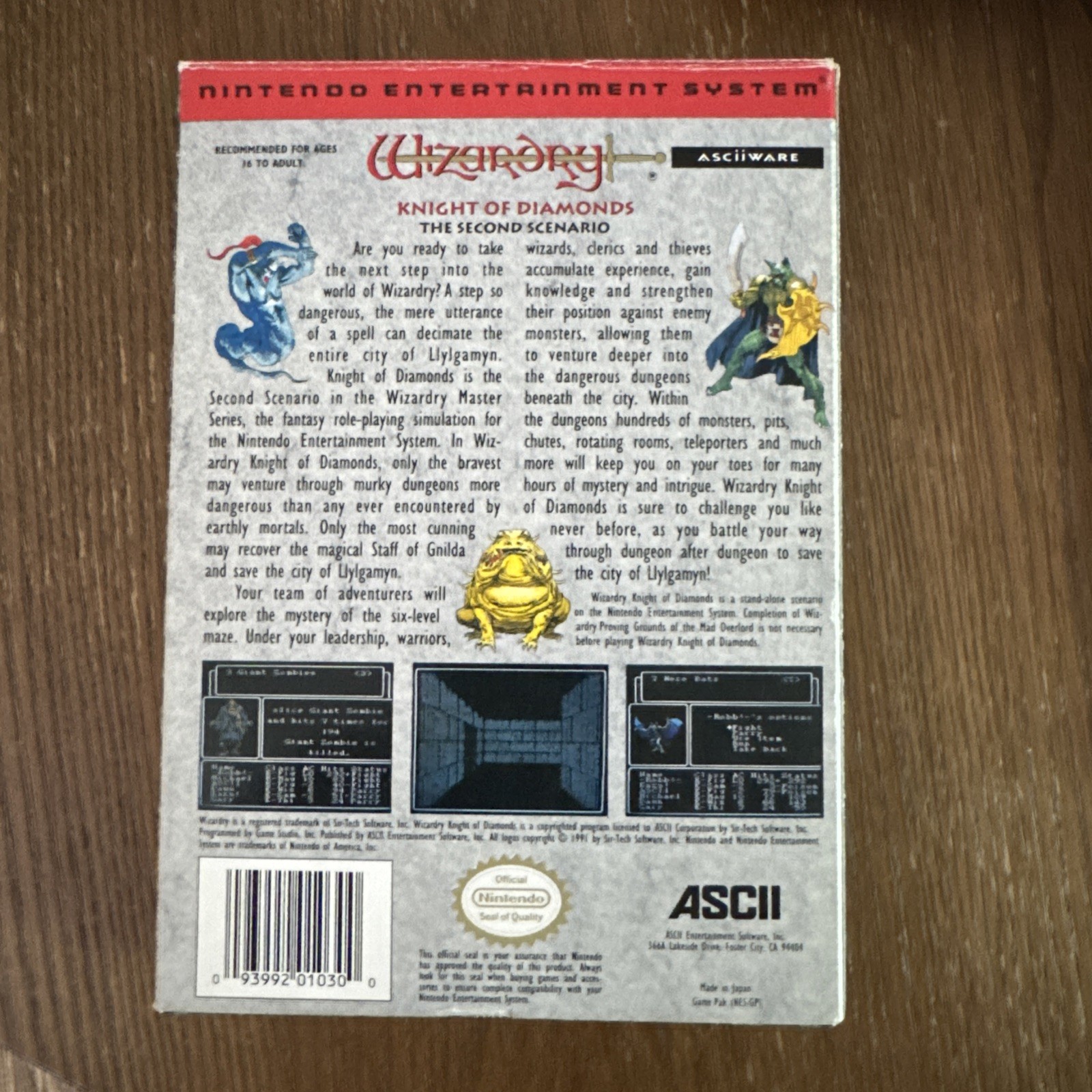 Wizardry: Knight of Diamonds Second Scenario Nintendo NES W/ Sir Tech Guide WORK
