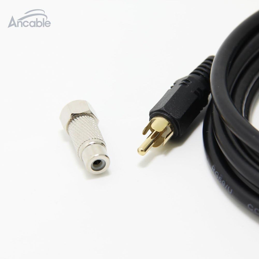 RCA Video Cable with RF TV Connector for Atari 2600 Jr 7800 Black