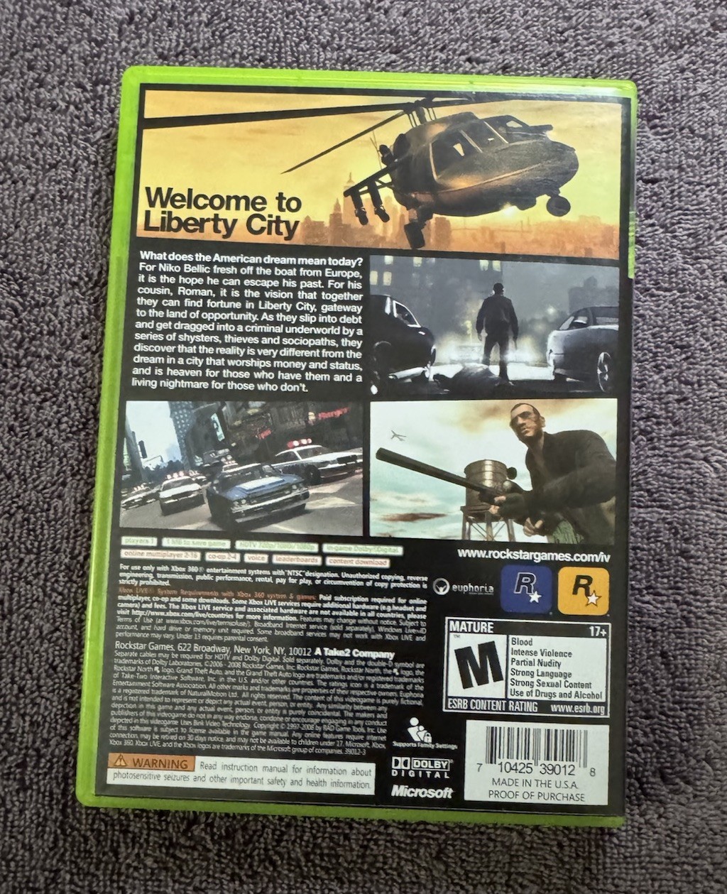 Rockstar Grand Theft Auto IV Xbox 360 Case Map Guide Manual Included M NTSC-U/C
