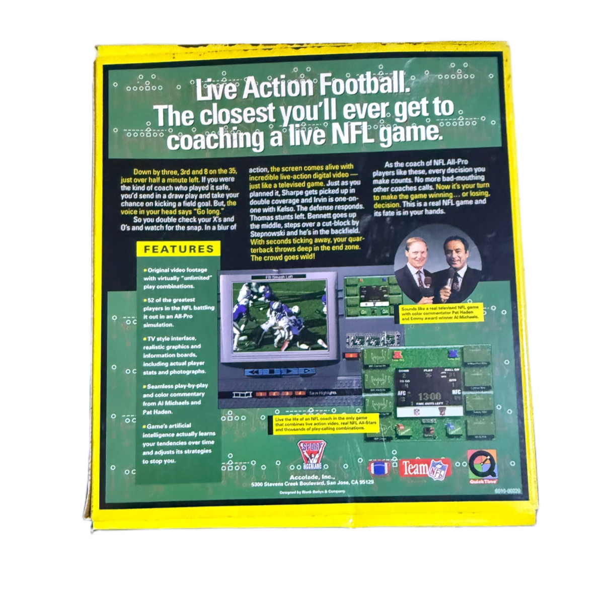 Live Action Football NFL PC CD-ROM Big Box Game CIB Complete