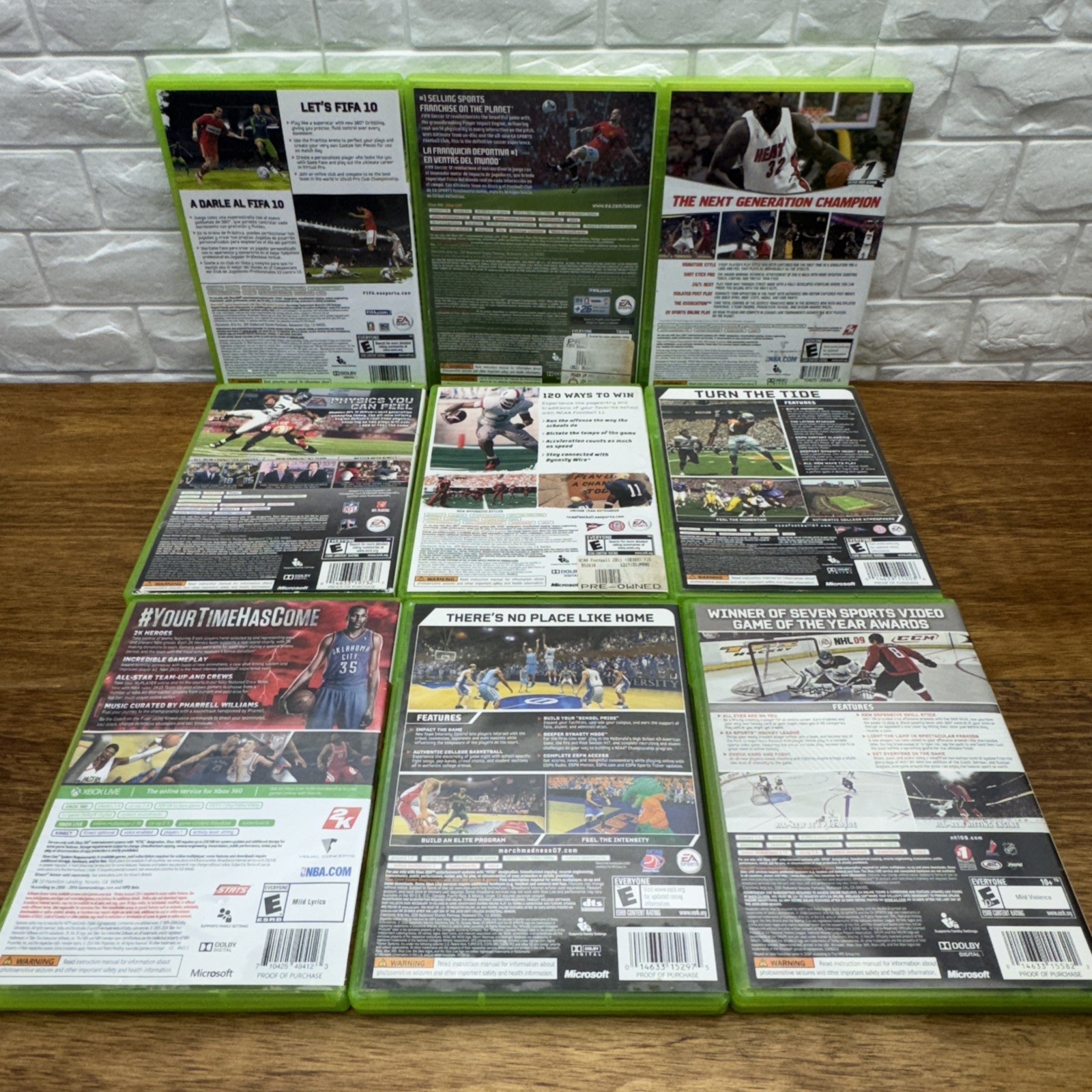 9 Game Sports Bundle Lot Mixed Sports (Microsoft Xbox 360) Madden NBA2K NCAA NHL