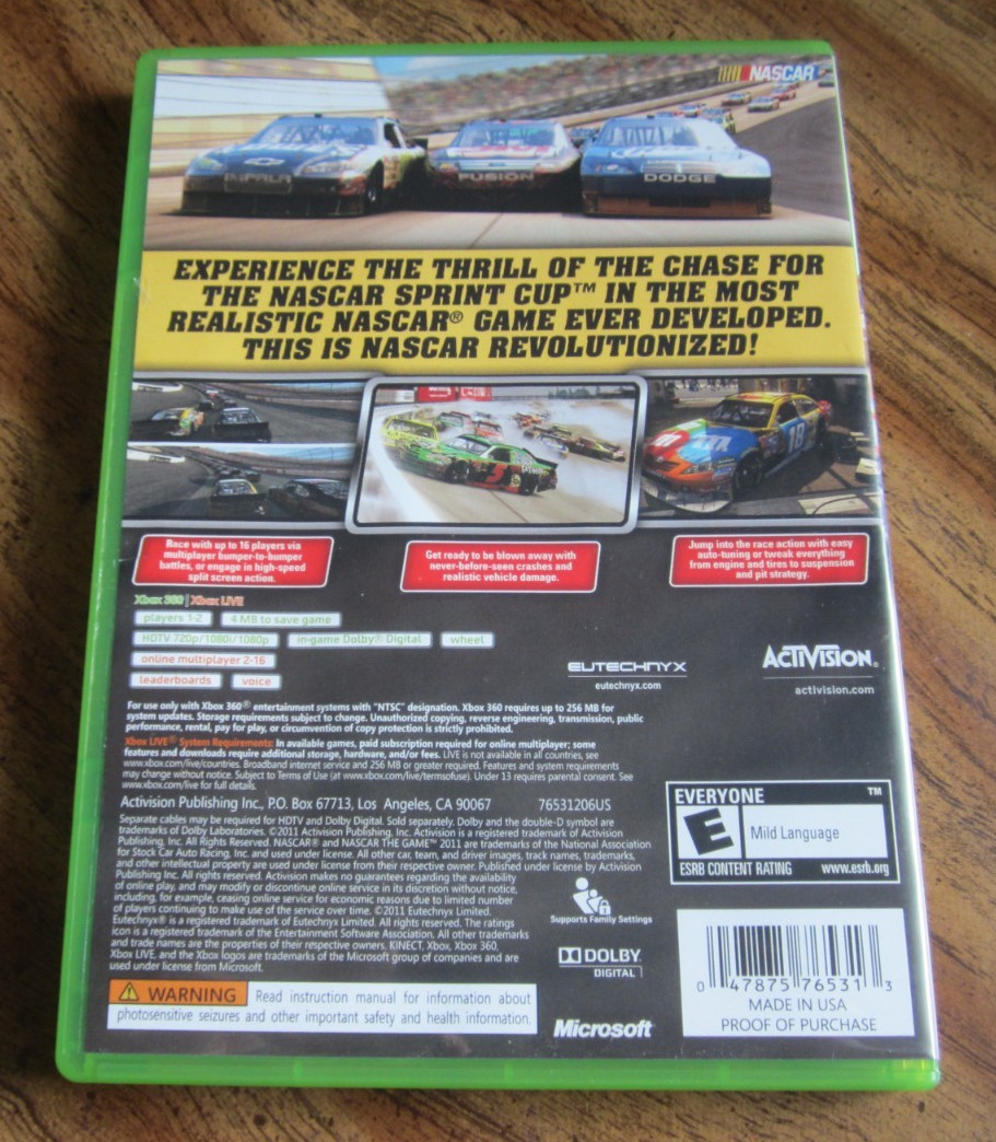 NASCAR The Game: 2011 Microsoft Xbox 360 Video Game USED TESTED COMPLETE