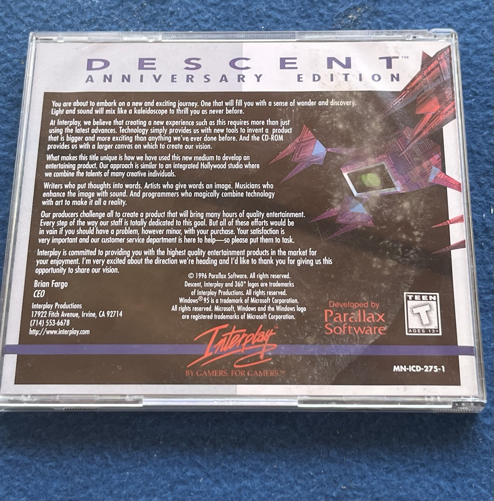 Descent Anniversary Edition (CD-Rom Dos Version, 1996, Interplay)