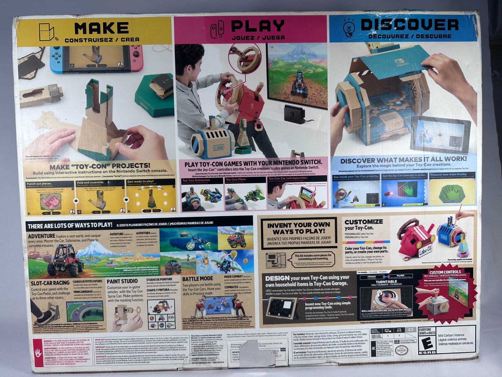 Nintendo Labo Toy Con 03 Vehicle Kit Nintendo Switch Cardboard Set Open Box