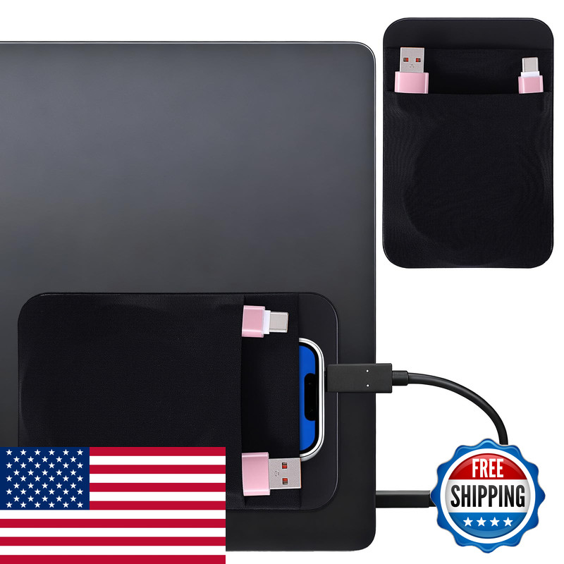 Gsbnjuy Portable Hard Drive Sleeve 2-Pocket Stick On Pouch Reusable Adhesive