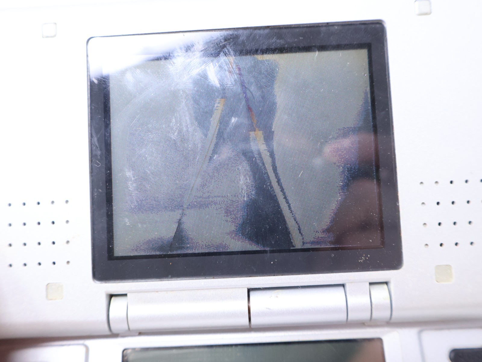 Nintendo DS Titanium Silver For Parts Handheld Console System Good Hinge