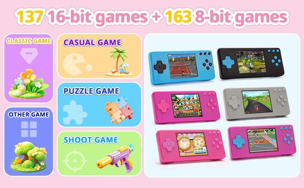 3.2-Inch Handheld Game Console with 300 Retro Games – Perfect Kid Gift in Blu…
