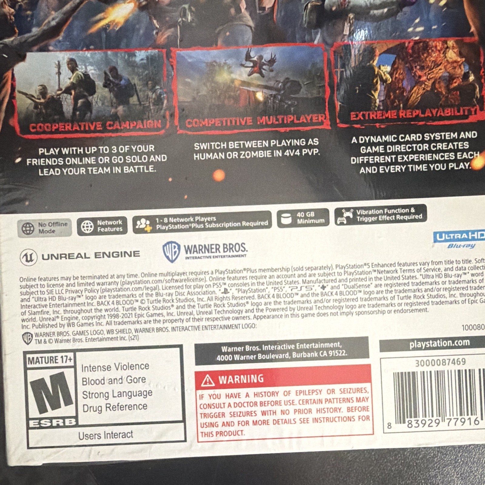 Warner Bros Back 4 Blood PS5 Shooter Game M Rated Multiplayer