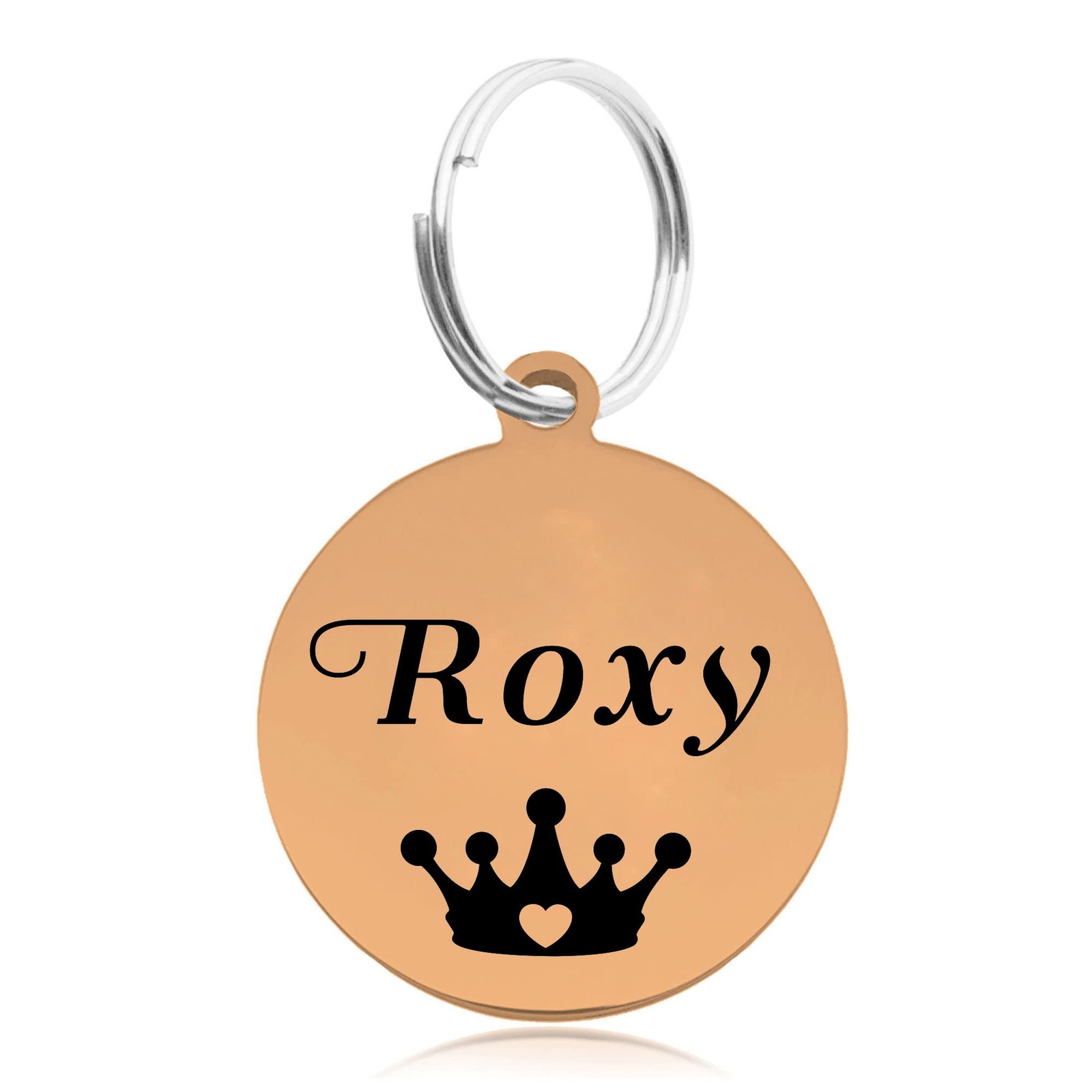 Dog Tag Personalized Name Custom ID S, Champagne Gold Round
