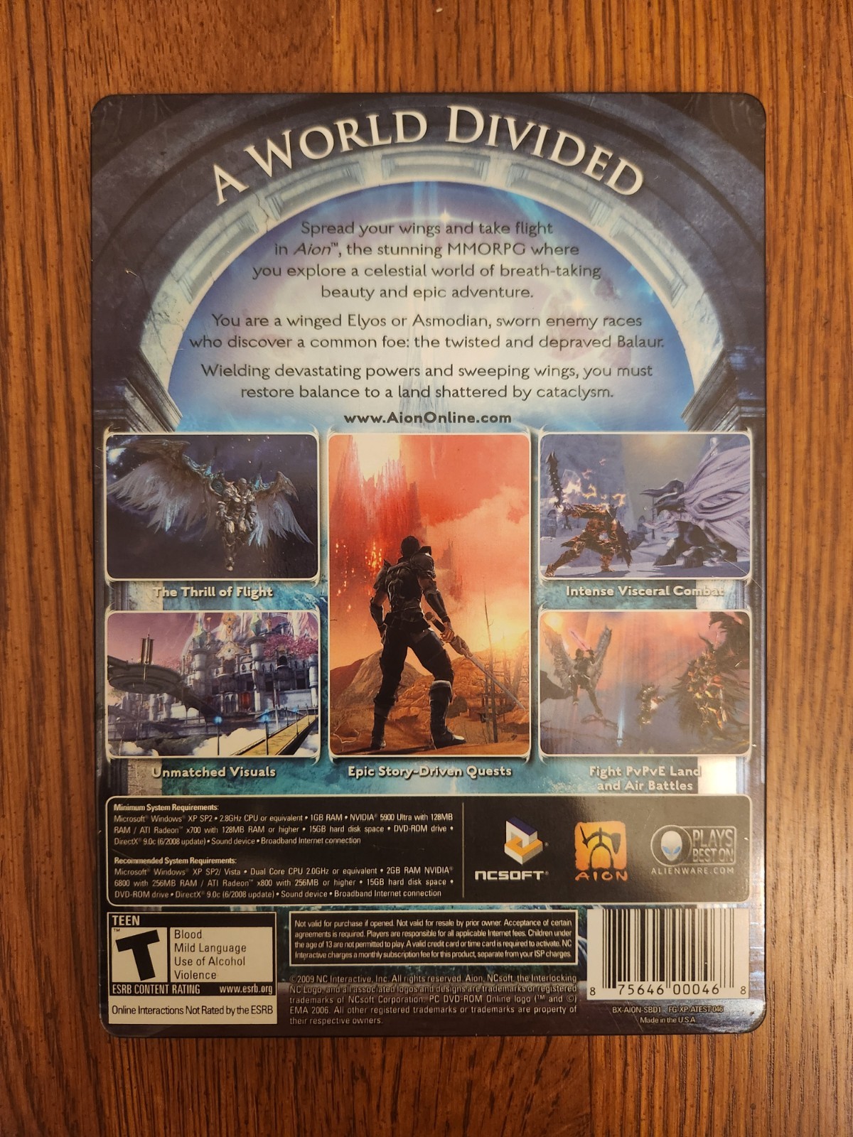 Aion (PC, 2009 CIB Steelbook Case) Untested