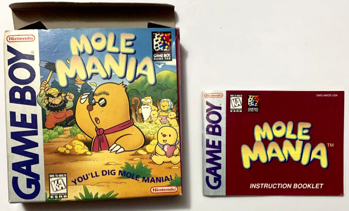 Mole Mania Nintendo Game Boy GB Authentic Box and Manual Only NO GAME