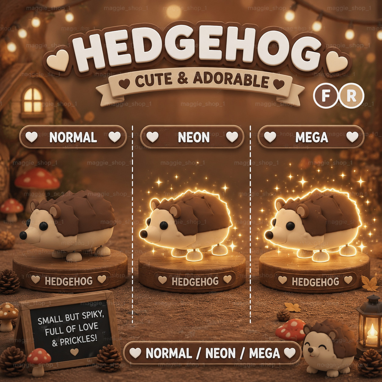 Hedgehog FR Normal/Neon /Mega ✨ Adopt From Me Today ✨ Top Picks