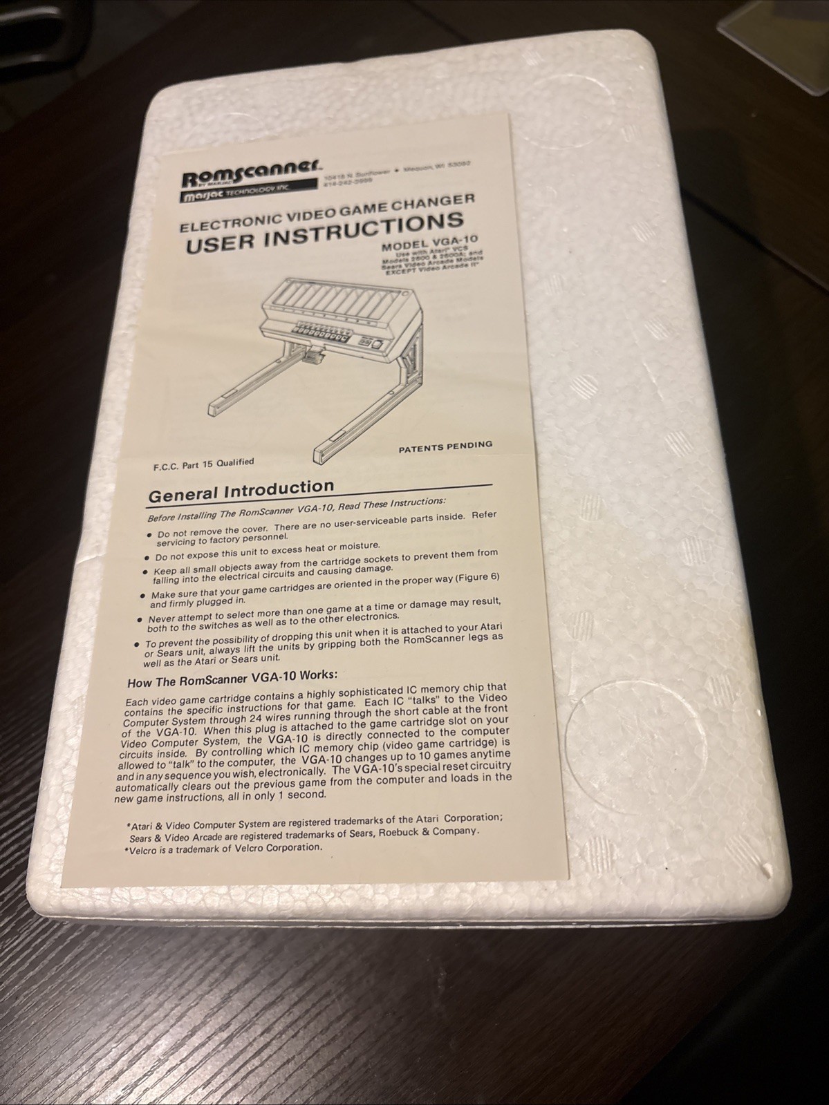 Atari VCS Romscanner Command Center Atari 2600 VGA-10 ASiS-WITH BOX/NOT TESTED