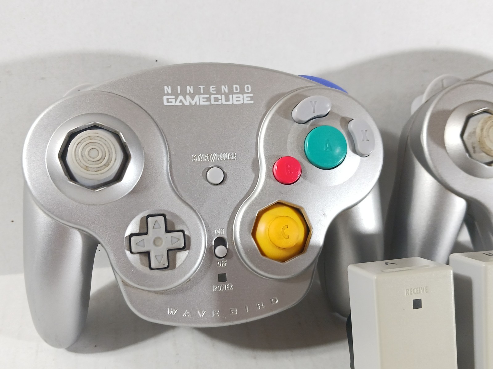 Nintendo Gamecube Wavebird Wireless Controller With Receivers Platinum Lot Set