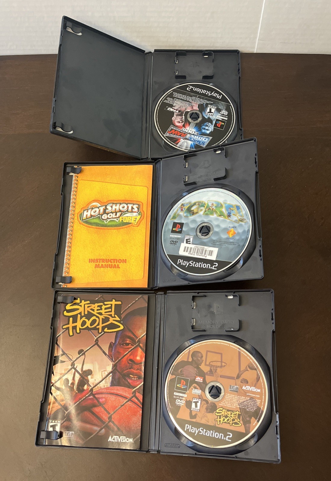 Lot of 3 Sony PlayStation 2 Sports Game WWE, Golf Fore Basketball Street Hoops