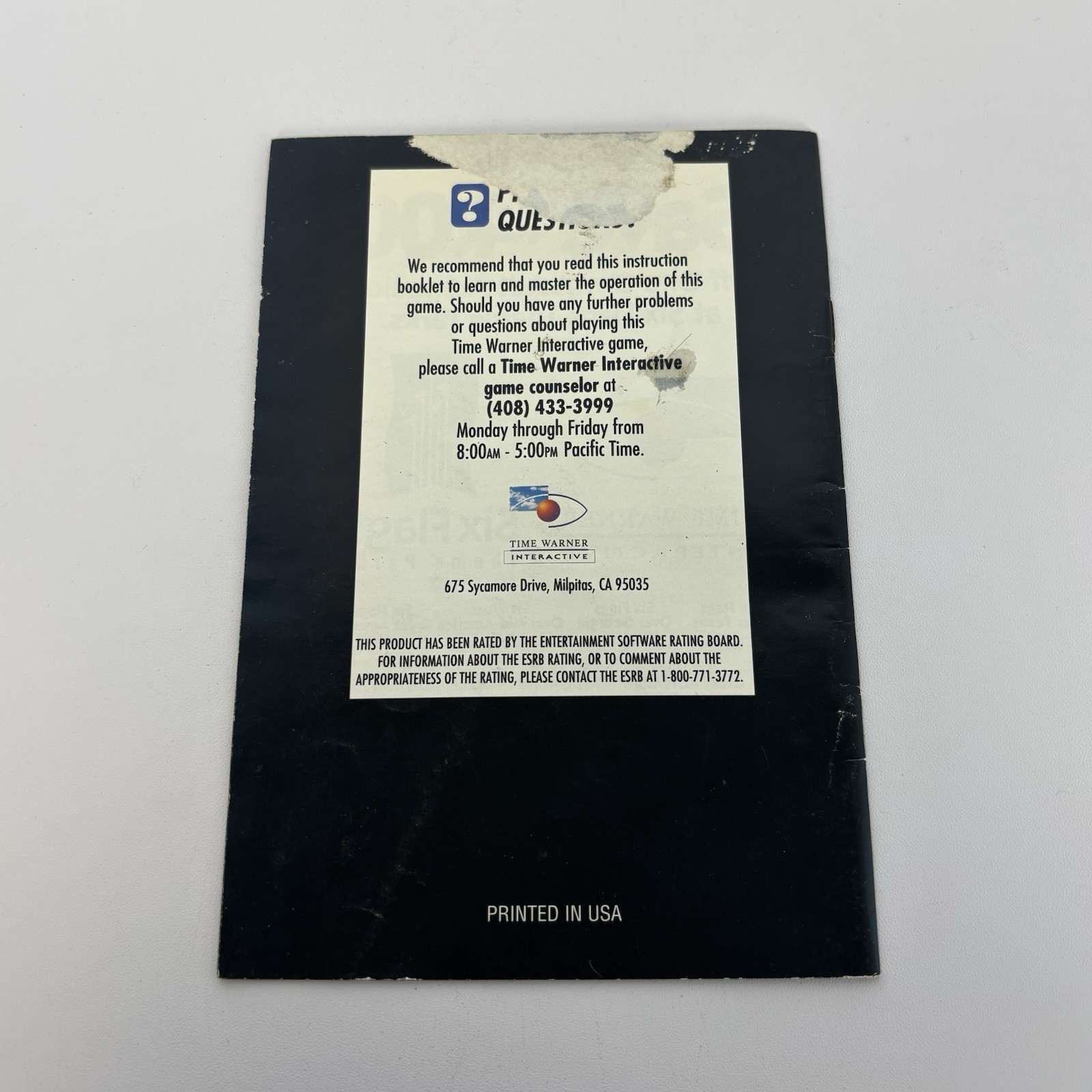 Primal Rage Super Nintendo SNES Instruction Manual Booklet ONLY