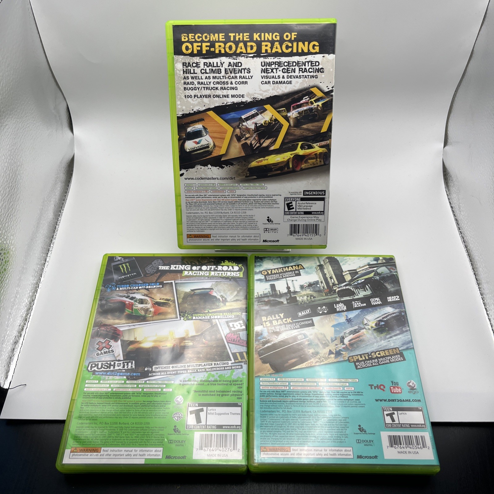 DiRT 1, 2, & 3 Lot for Xbox 360 (CIB, Tested)