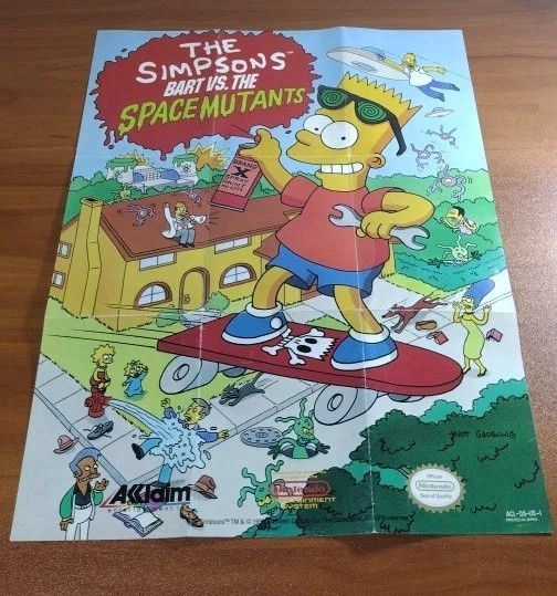 NES Nintendo The Simpsons Bart vs The Space Mutants Insert Poster VTG (1990)