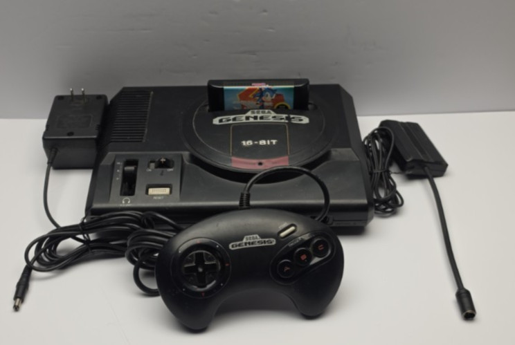 Sega Genesis Model 1 16 Bit 1601 Console Controller Power AV Sonic 2 Bundle