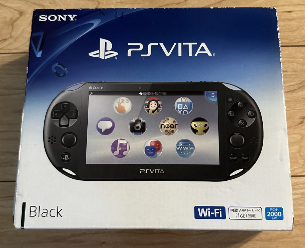 Sony PS Vita PCH-2000 1GB Black JP – Excellent. Orig Box + 8GB MC + 128GB mSD