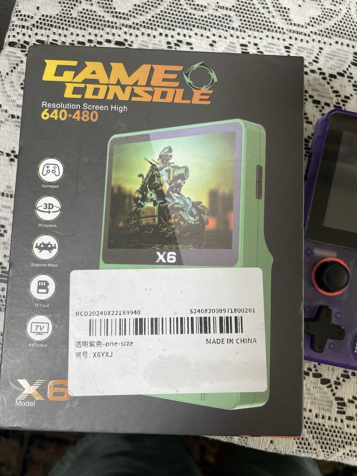 X6 Handheld Game Console Purple TV DC Music Movie E-book Photo Game Recording