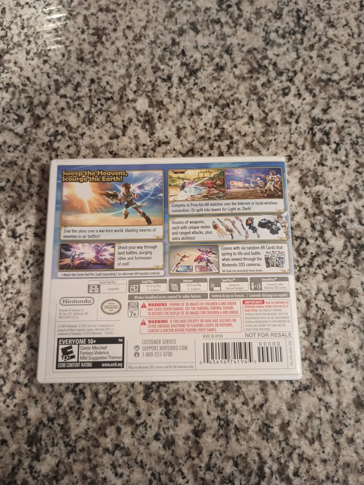 Kid Icarus Uprising (nintendo 3DS, 2012) Authentic Cartridge | Extra 6 AR Cards