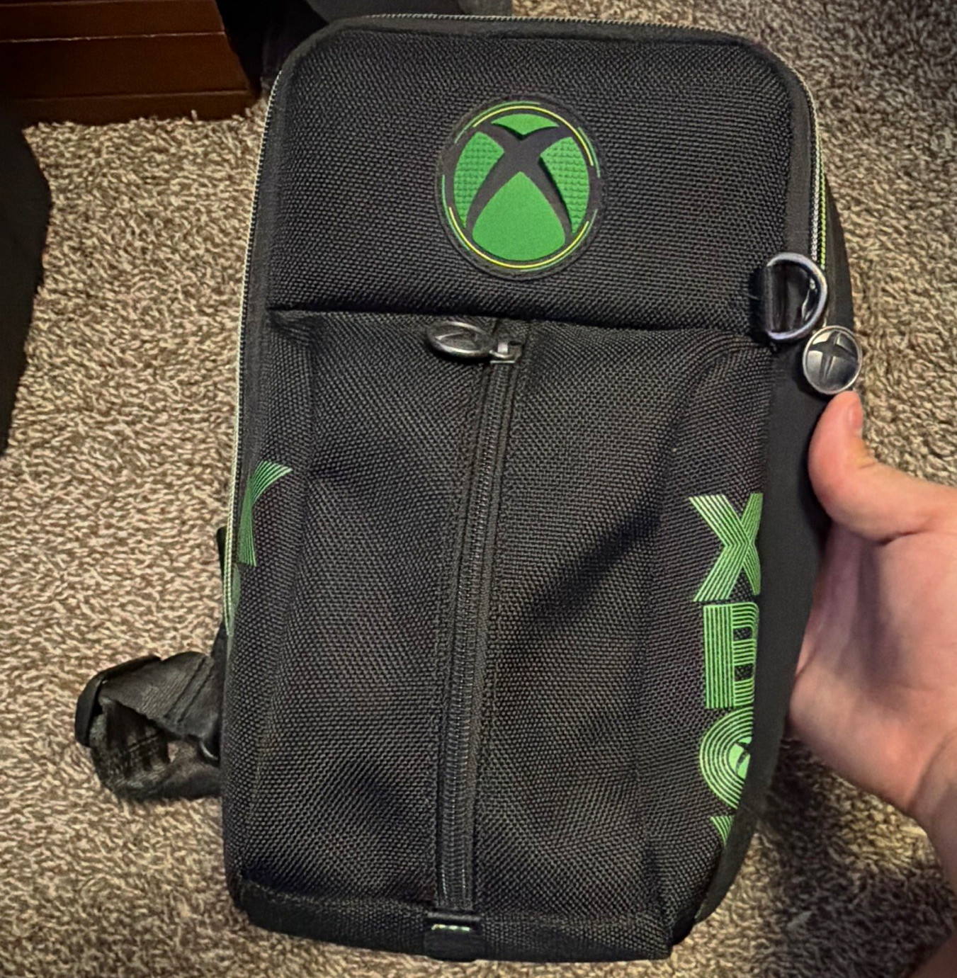 Microsoft Xbox Padded Sling Carrying Case for Console/Controller Black/Green