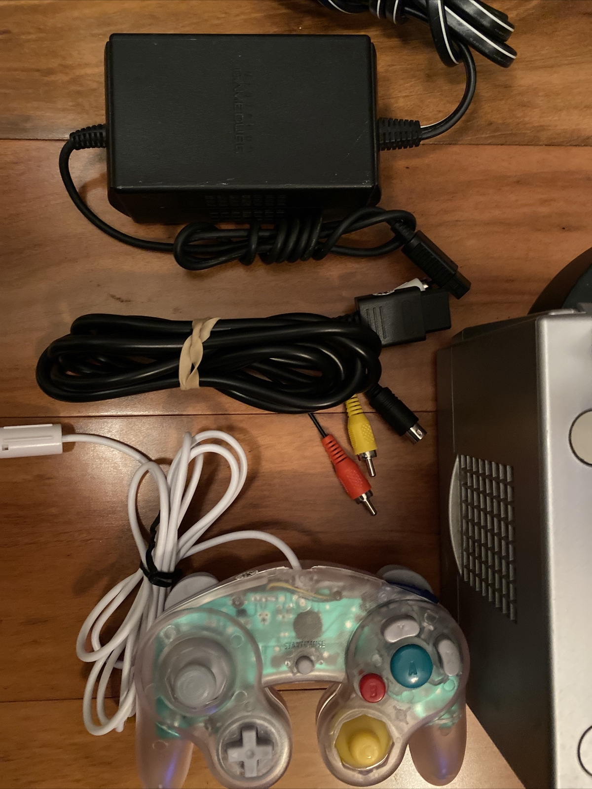 Nintendo Gamecube Bundle w Clear Controller, Super Mario Striker, PWR/AV Cables+
