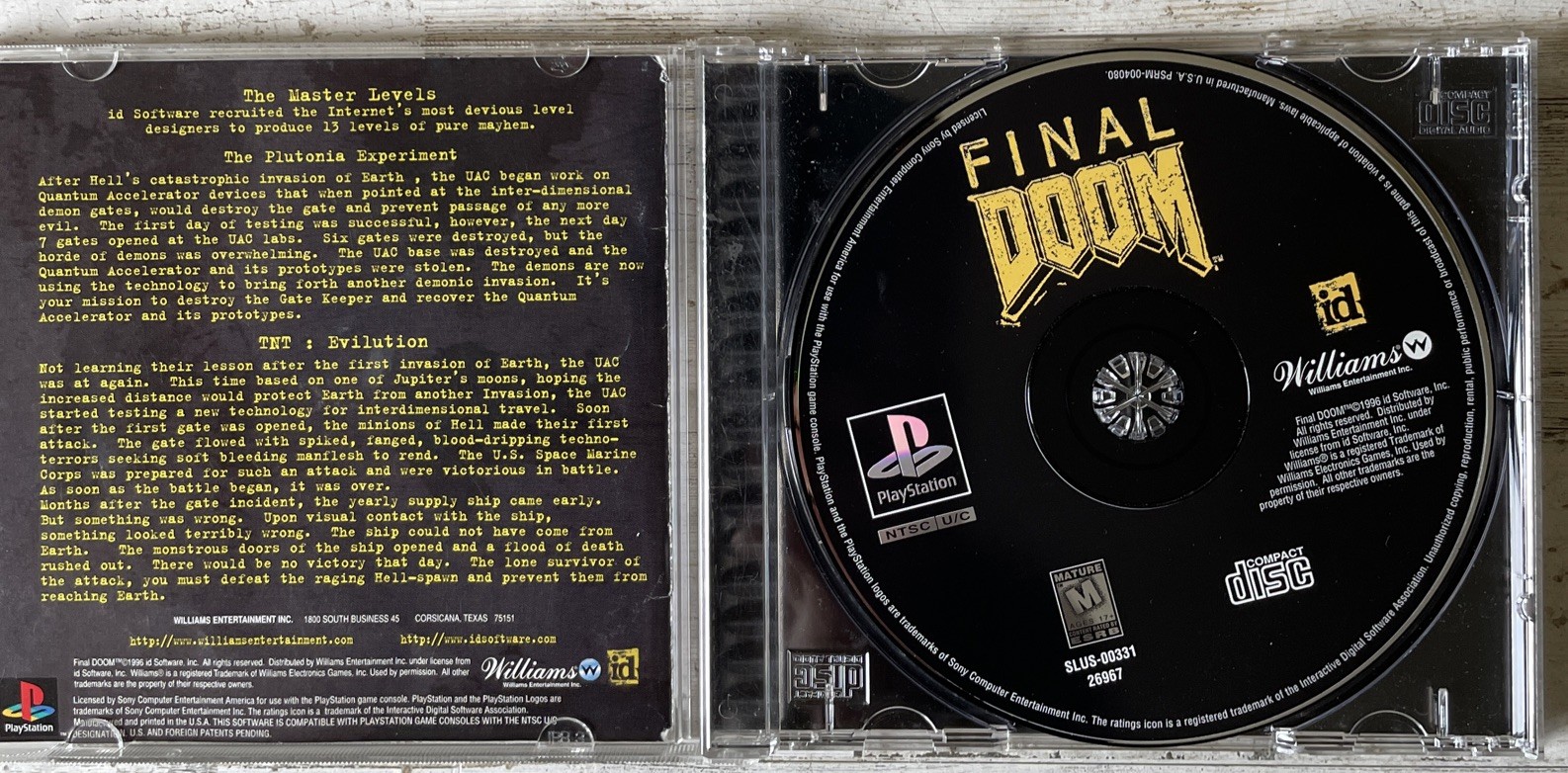Final Doom (Sony PlayStation 1, 1996) PS1 Complete CIB with Manual Black Label