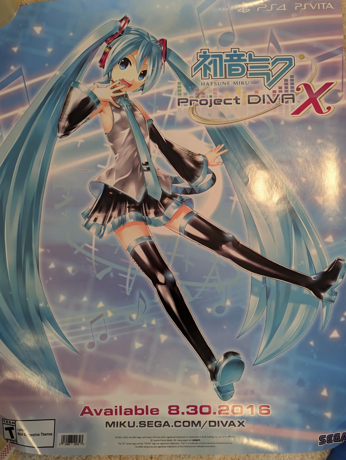 HATSUNE MIKU PROJECT DIVA X PS4 PS VITA 22″ X 28″ NEW POSTER GameStop Exclusive