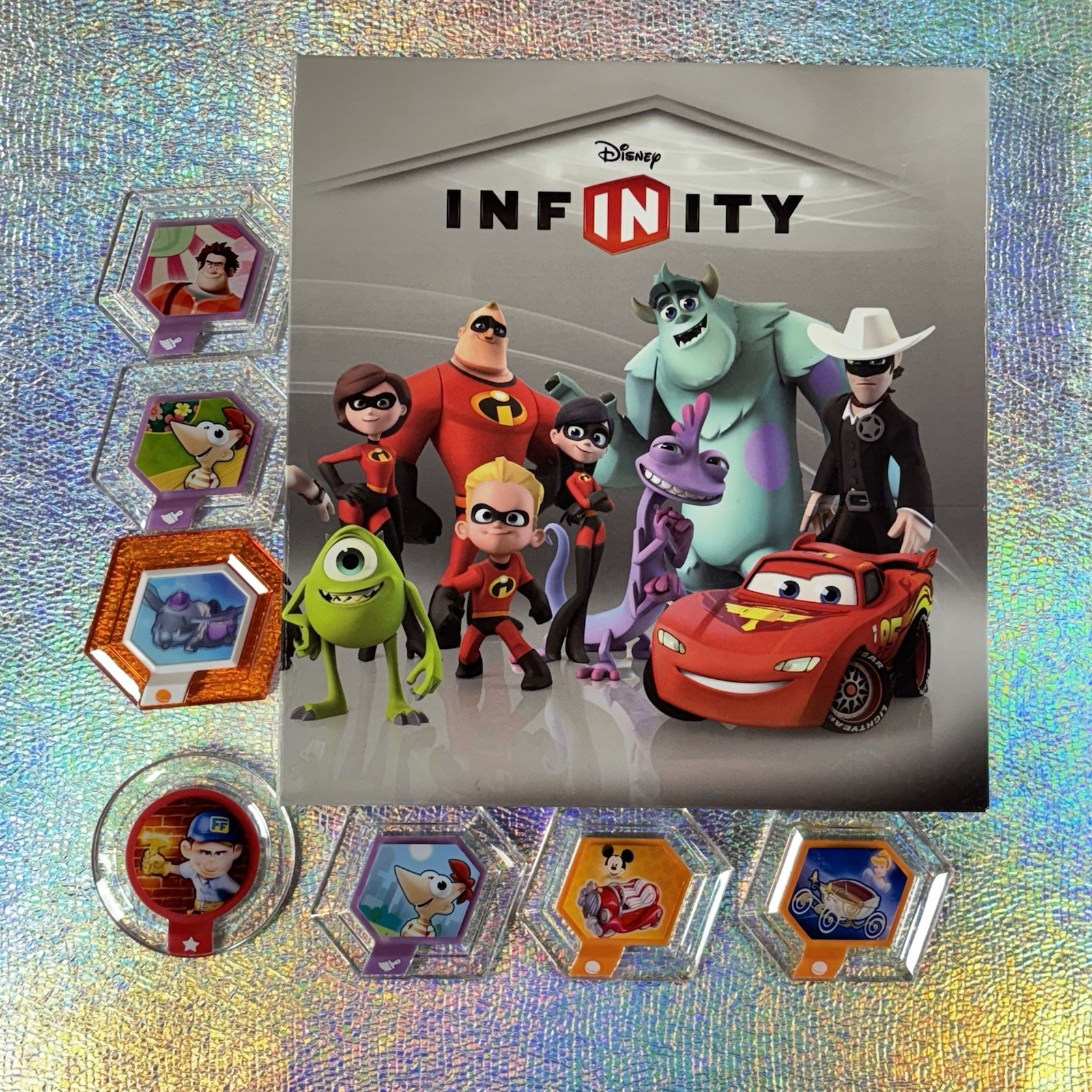 Disney Infinity Power Disc Lot Of 7 With Book