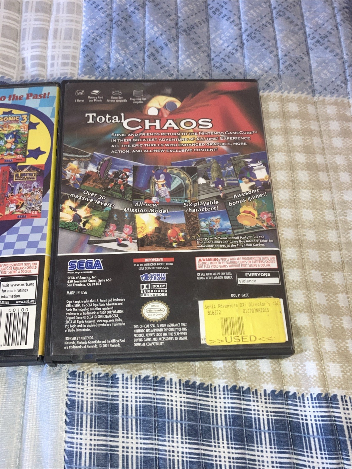 Sonic Adventure DX & Mega Collection Nintendo GameCube CASES ONLY – NO GAMES