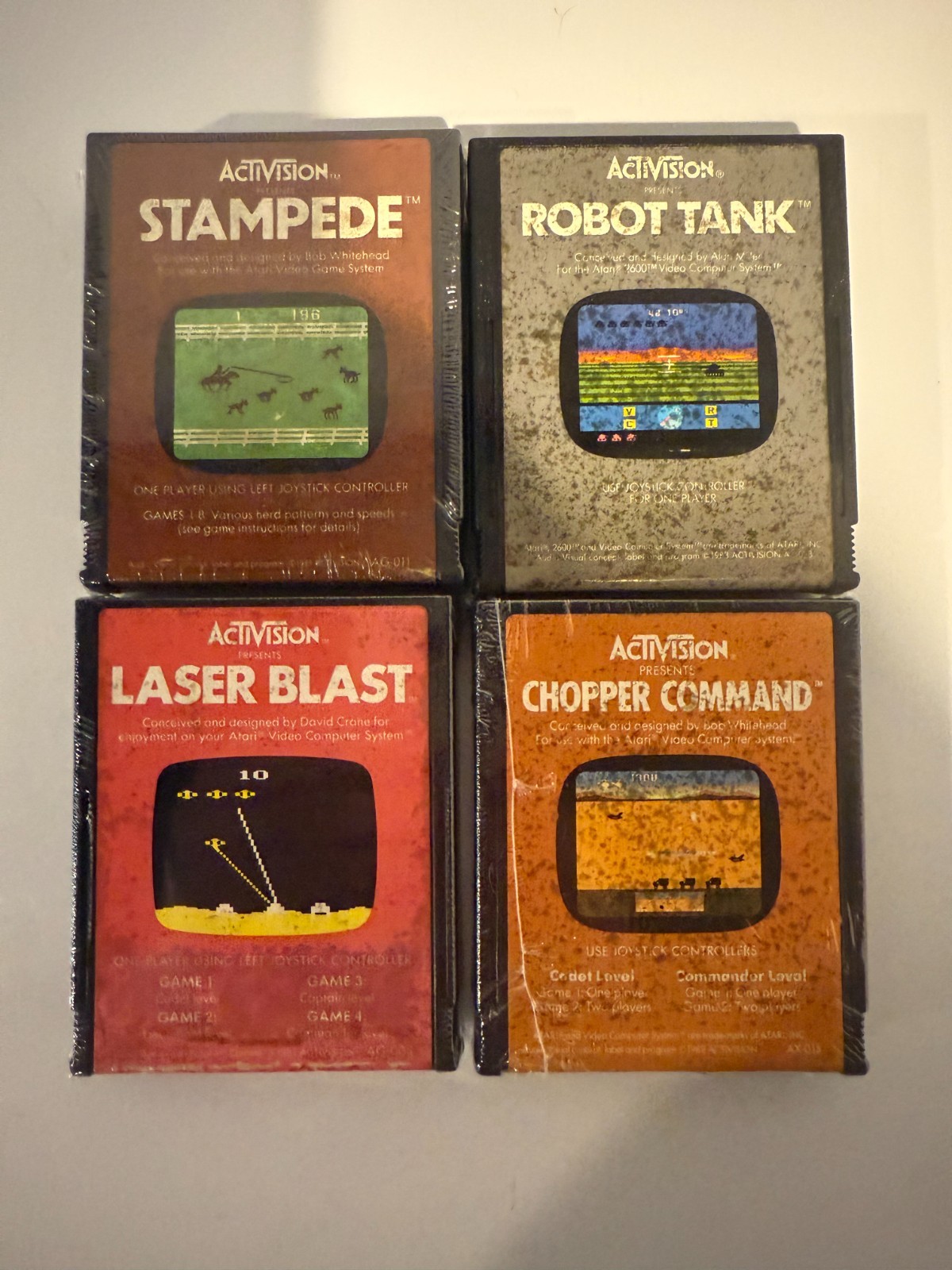 Group of 4 Atari 2600 Activision games – Untested- laser blast – Stampede- Robot