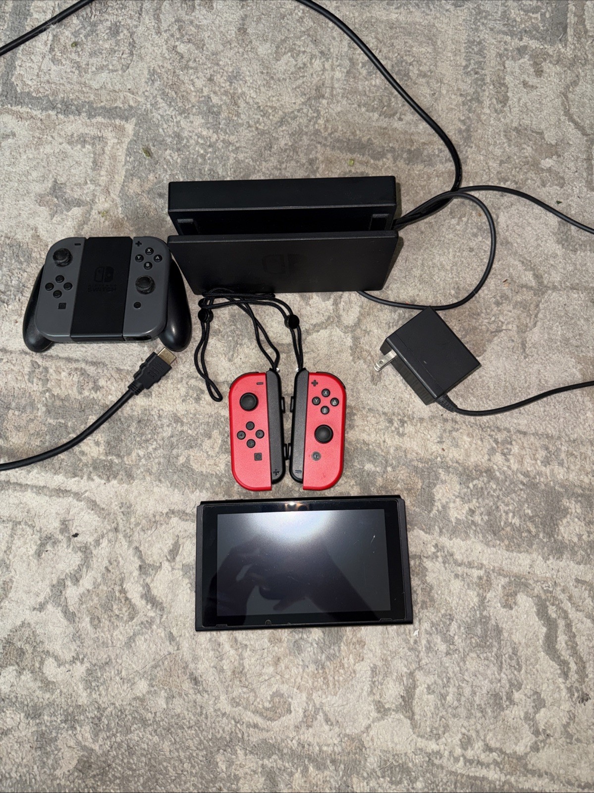 Nintendo Switch 32GB Console with Gray Joy‑Con, Red Joy-Con, Tested And Works
