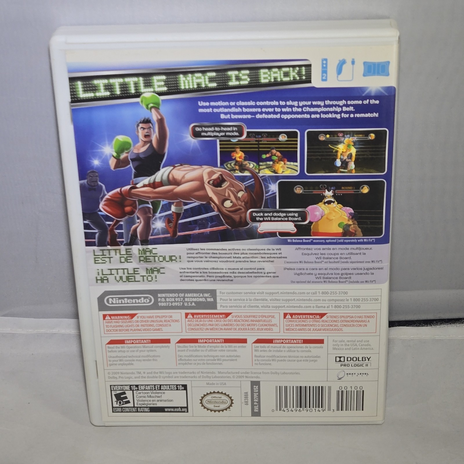 Punch Out Nintendo Wii Original Video Game Case and Manual Only NO GAME