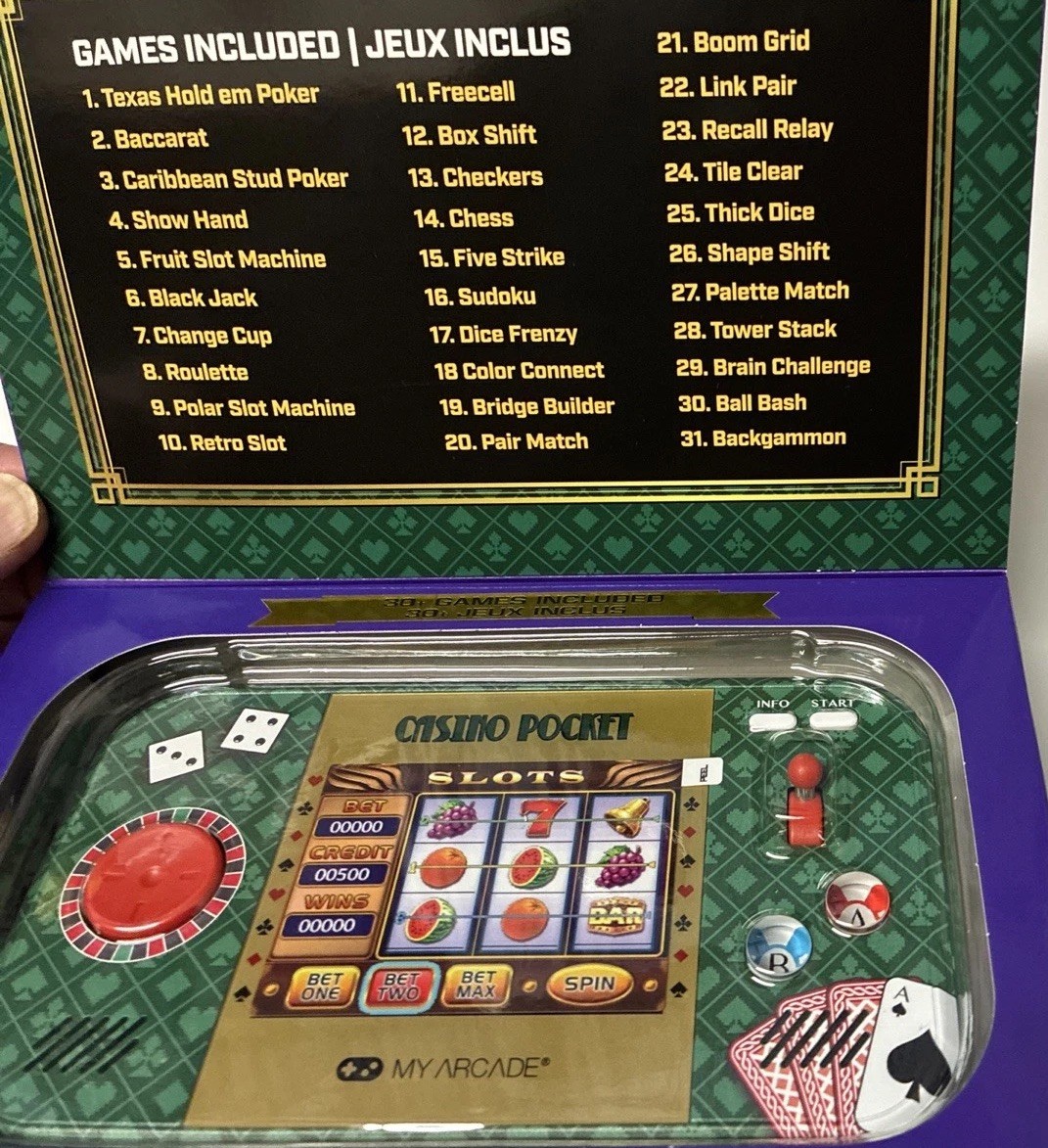 MY ARCADE POCKET PLAYER MAX PORTABLE GAMING SYSTEM OVER 30 Casino Style Games