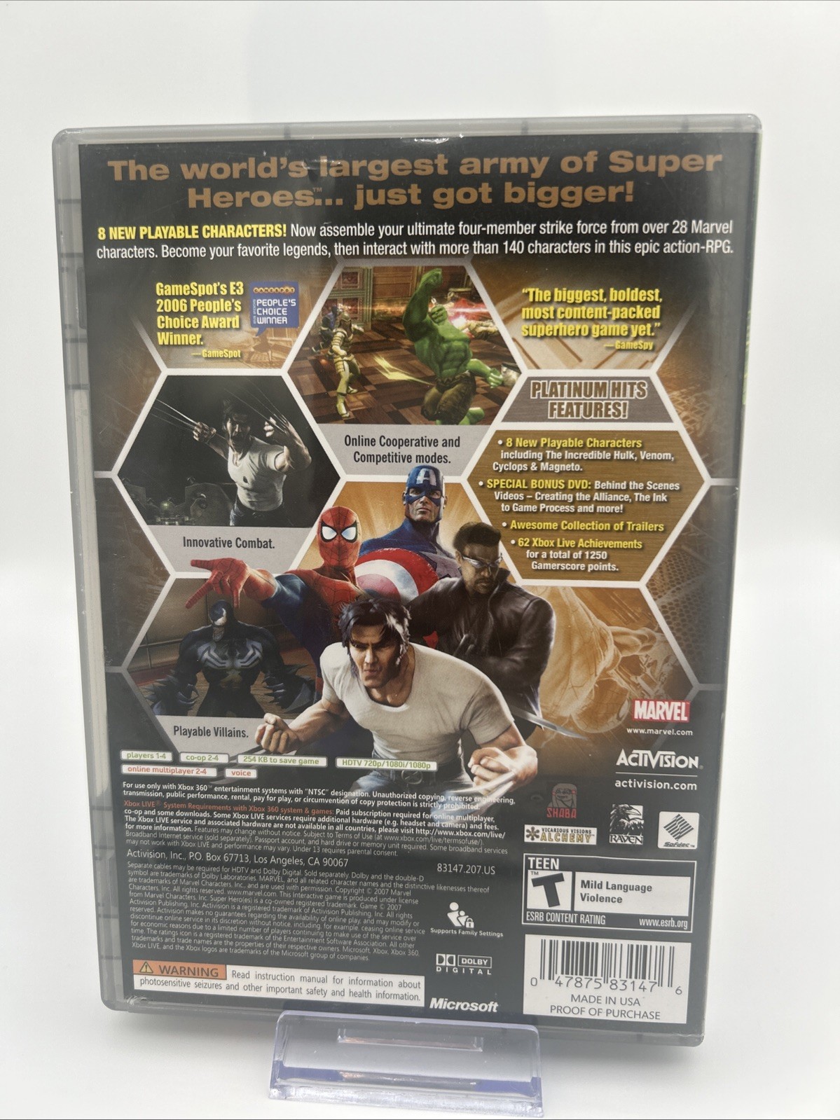 Marvel Ultimate Alliance Special Edition Platinum Hits X360 CIB Bonus Disc Mint