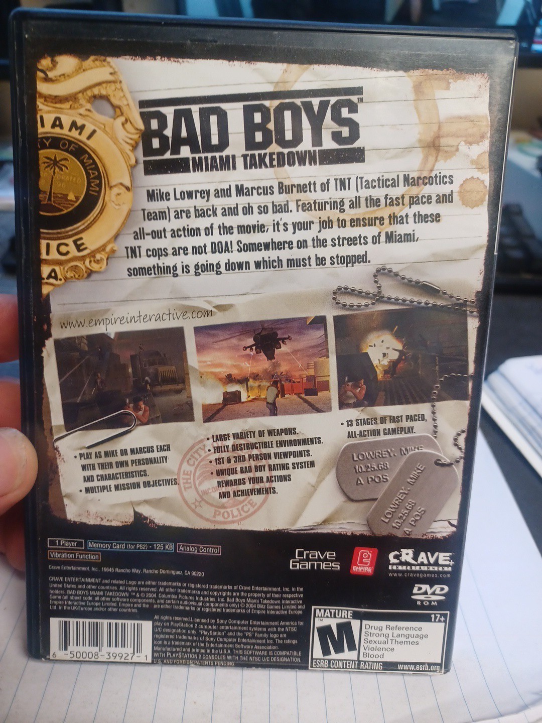 Bad Boys Miami Takedown Sony PlayStation 2 2004 CIB Complete Video Game PS2