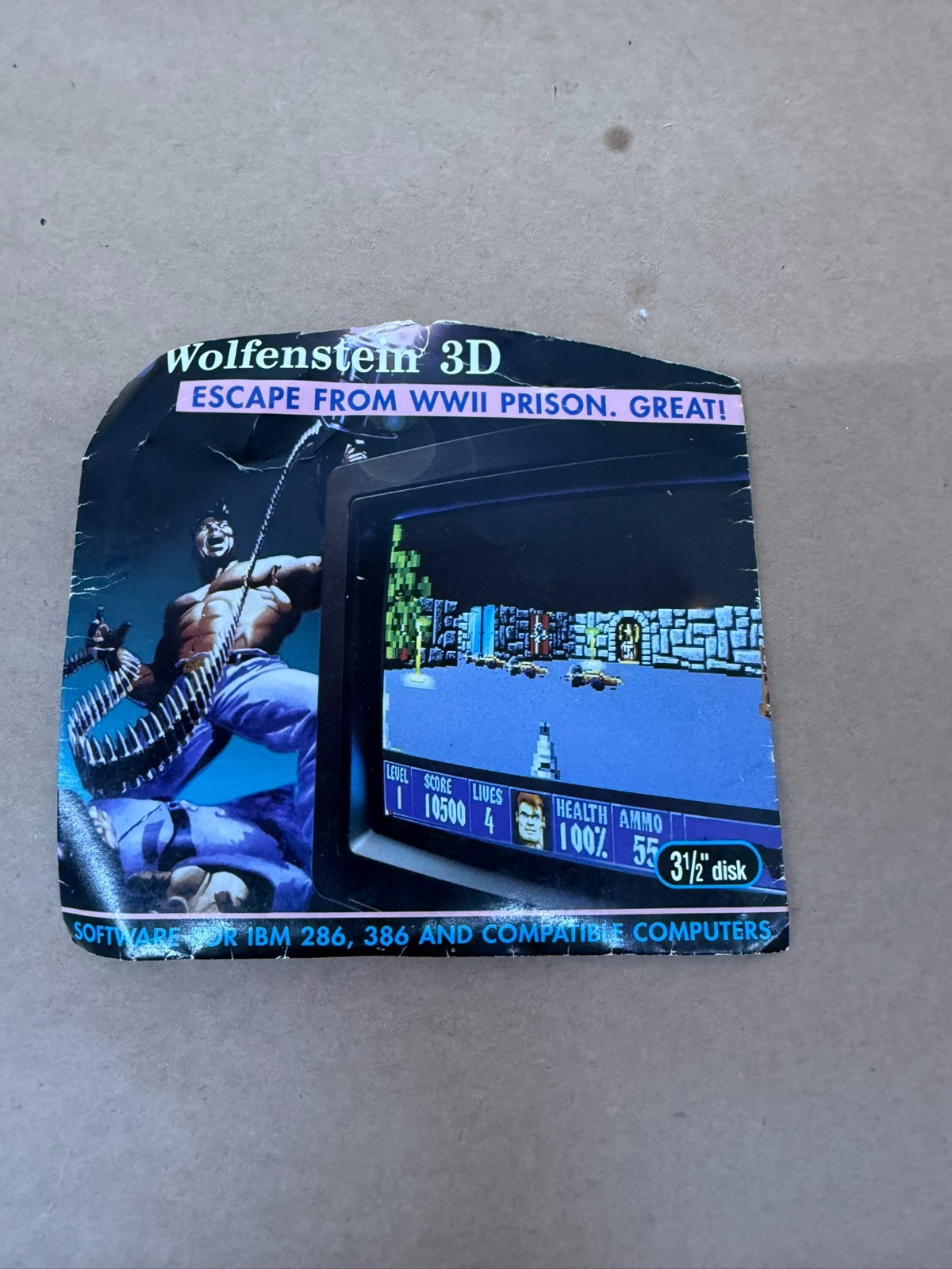 RARE Vintage Wolfenstein 3D Escape From WWII Prison Floppy DOS Game